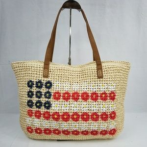 Style & Co Straw Beach Tote Flag